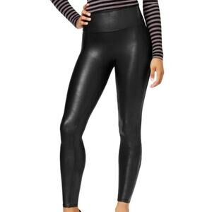 Spanx Women's Sleek Faux Leather Leggings - Size Medium Flattering & Edgy